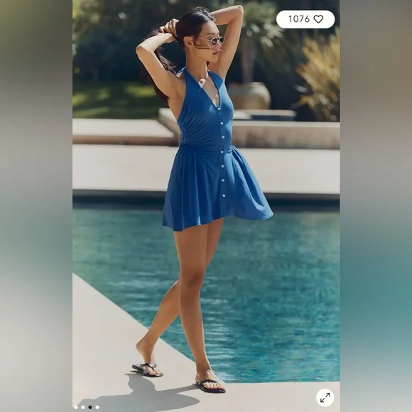 🏷️🔖 NWT Celandine Halter Button Front Dress - Yellow - Picture 6 of 7